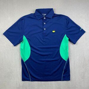 Masters Tech Men Shirt Small Blue Green Polo Golf Stretch Polyester Spandex 2015